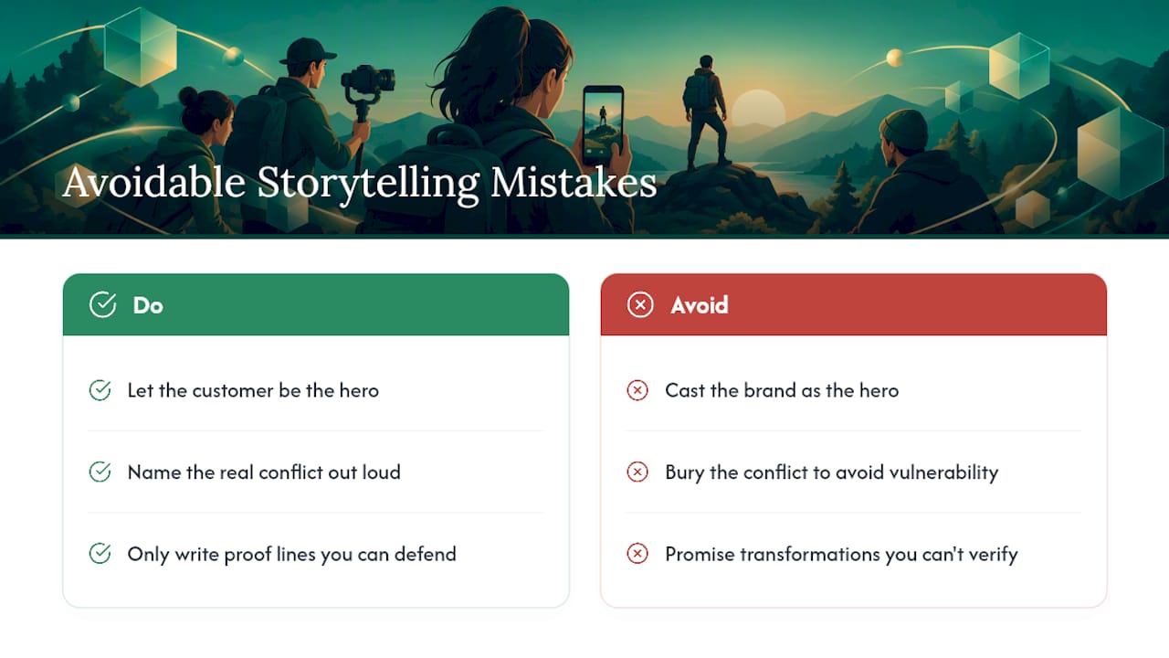 Where Brand Storytelling Frameworks Usually Break — overview diagram