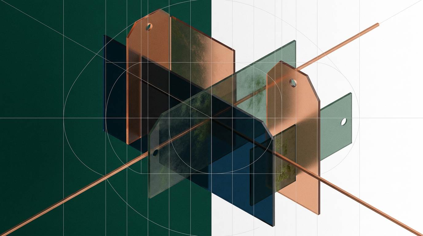 Abstract geometric layers representing alignment between pricing, value and brand positioning.