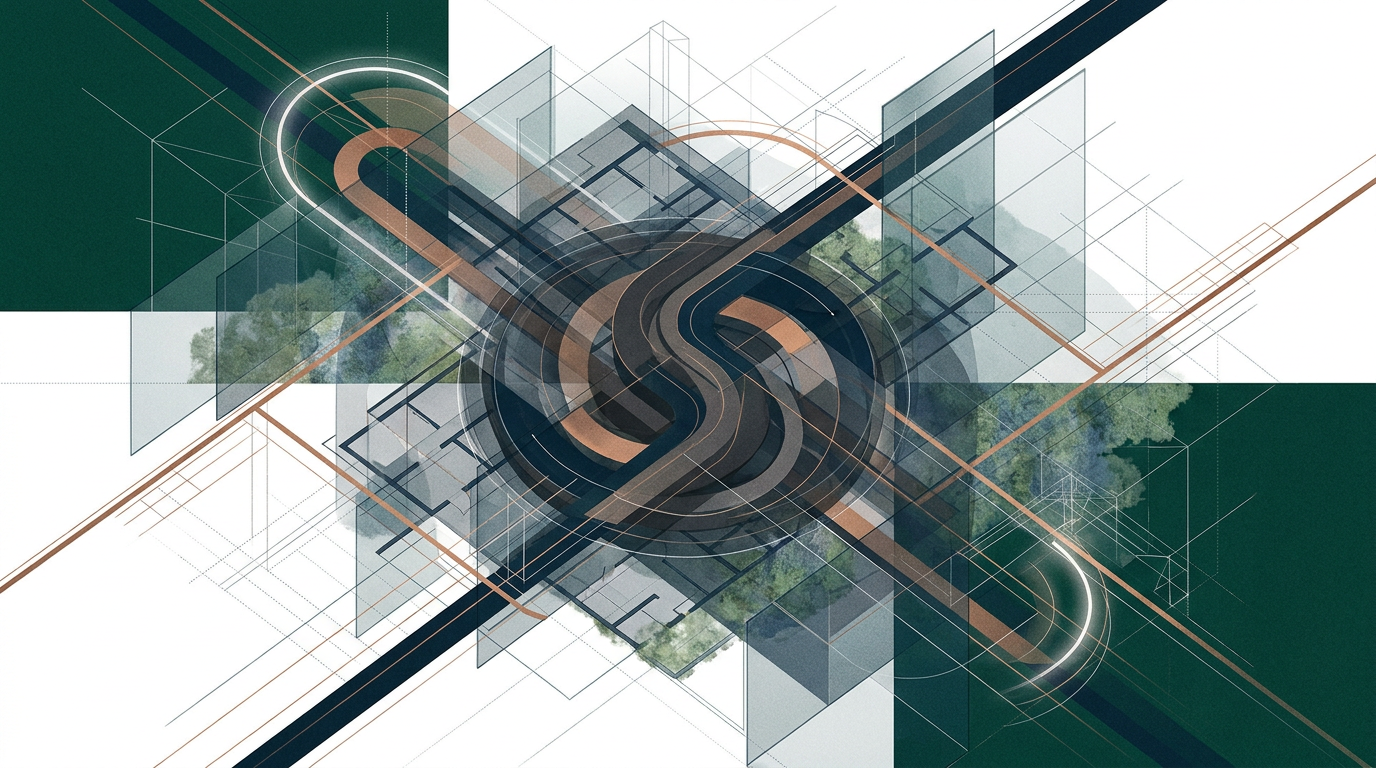 Abstract pathways expanding from a central node into a clear decision structure.